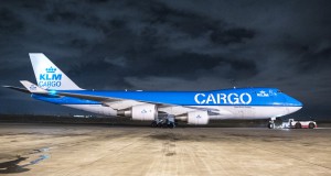 KLM freighter leaving NBO airport filled with roses